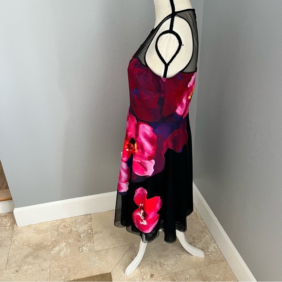 Badgley Mischka Black and Pink Halter Midi Sundress - Picture 4 of 12